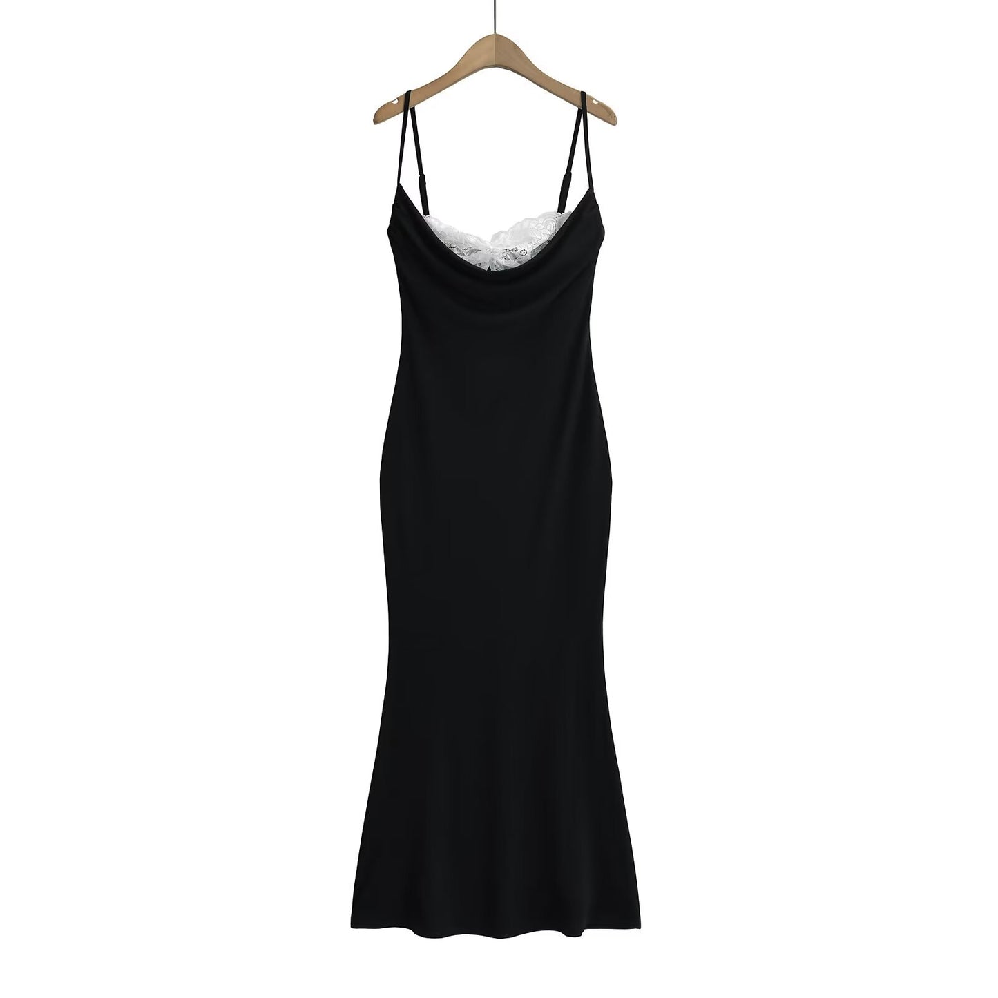 Lace-Panel Halter Mermaid Dress
