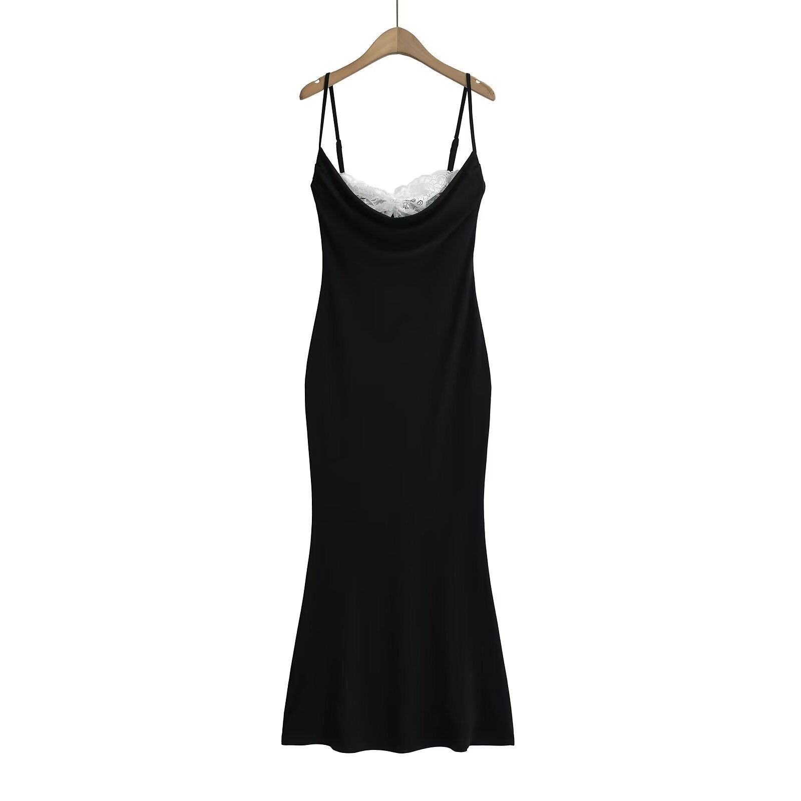 Lace-Panel Halter Mermaid Dress