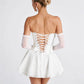 French Solid Color Tube Top Dress With Sleeves