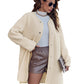 Women's Casual Solid Color Round Neck Single Breasted Long Sleeved Jacket