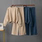 Women's Retro Thickening Minimalist Pullover Sweater Wide Leg Pants Two-piece Set