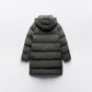 Veste en coton à capuche, coupe ajustée, amincissante et chaude, manteau long