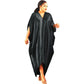 Women's African Plus Size Muslim Solid Color V-Neck Dress