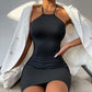 Temperament Commuting Inner Wrap Skirt Knitted Slim Dress