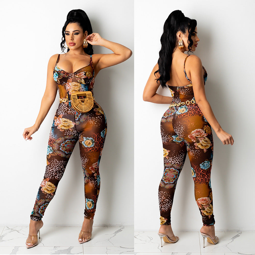 Combinaison pantalon imprimée en maille pour femme