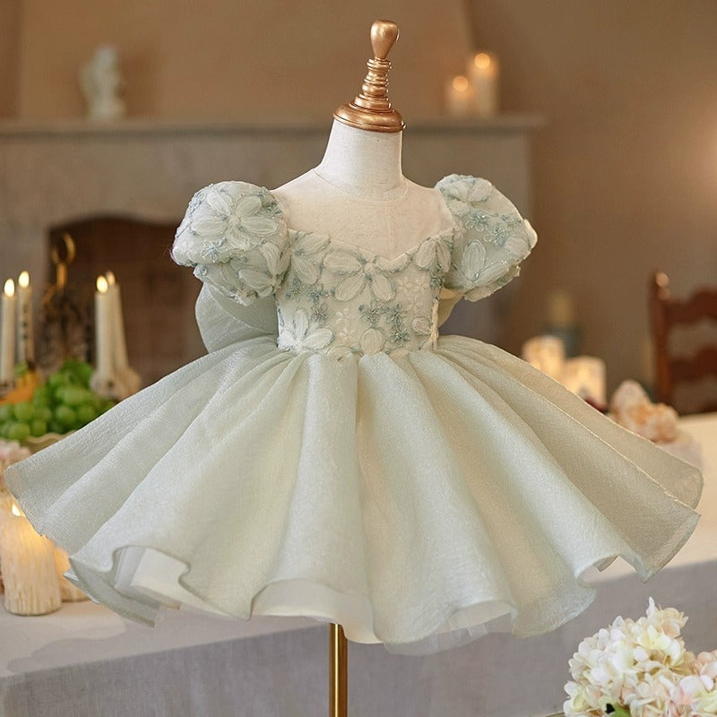 French Children's Birthday Dress Fruit Green