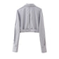 Women's Fashion Casual Striped Short Shirt
