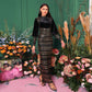 Long Sleeve Round Neck Sequins Slit Evening Dress
