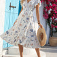 Women's Printed Ruffle-Trimmed Short-Sleeve Dress