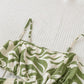 Green Floral Maxi Slip Dress With Hollow-out Design