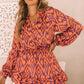 Personalized Design Sense Printed Waist-controlled Jumpsuit Women's Summer New Ruffled