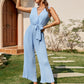 Ruffled Sleeveless High Waist Slim Fit Cotton Jumpsuit