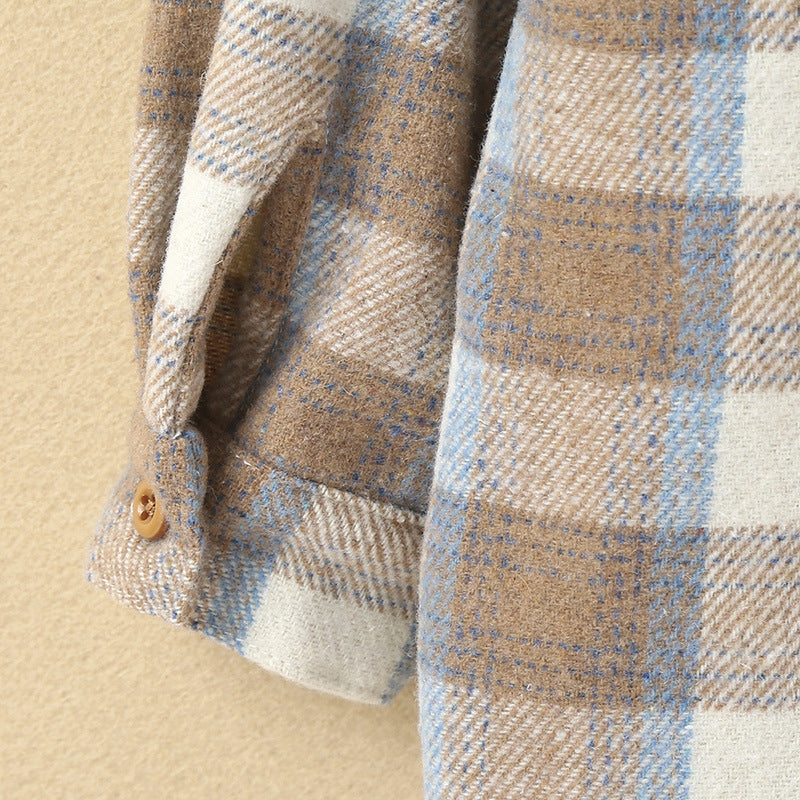 Version Mode Petite Chemise À Carreaux Pour Enfants À La Mode Style Étranger Simple Boutonnage Décontracté