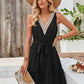 V-neck Sleeveless Lace Waist Dress