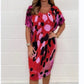 Plus Size Women's Printed Casual Short Sleeve Dress