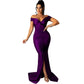 Robe moulante micro-froissée à col en V large et tendance