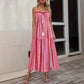 Split Printed Lace-up Tube Top Dress