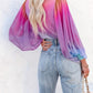 Women's Gradient See-through Chiffon Fashion Printed Shirt