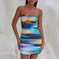 Sequined Printed Chest-wrapped Dress Women's Clothing
