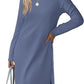 European And American Round Neck Slit Hemline At Hem Sweater Long Sleeve Casual Dress