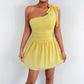 Sexy One-shoulder A-line Mini Skirt In A Solid Color With A Fitted Waist