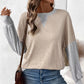 Round Neck Thin Color Blocking Sweater For Women
