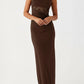 Womens Slim-Fit Lace-Patch Draping Dress