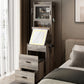 Gray Hemp Faced Particleboard With Triamine 2 Pull 1 Door 1 Flip LED 3 Tone Light Touch Mirror Dressing Table Set