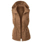 Women's Fashion Solid Color Work Vest Hooded Drawstring Coat