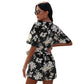 European And American V Neck Short Sleeved Chiffon Jumpsuit Shorts Women