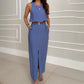 Women's Solid Color Casual Wide-leg Pants Suit