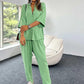 Split Sleeve Shirt Elastic Waist Pants Two Piece Set