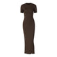 Fashion Round Neck Slim Back Lace-up Long Sleeve Dress