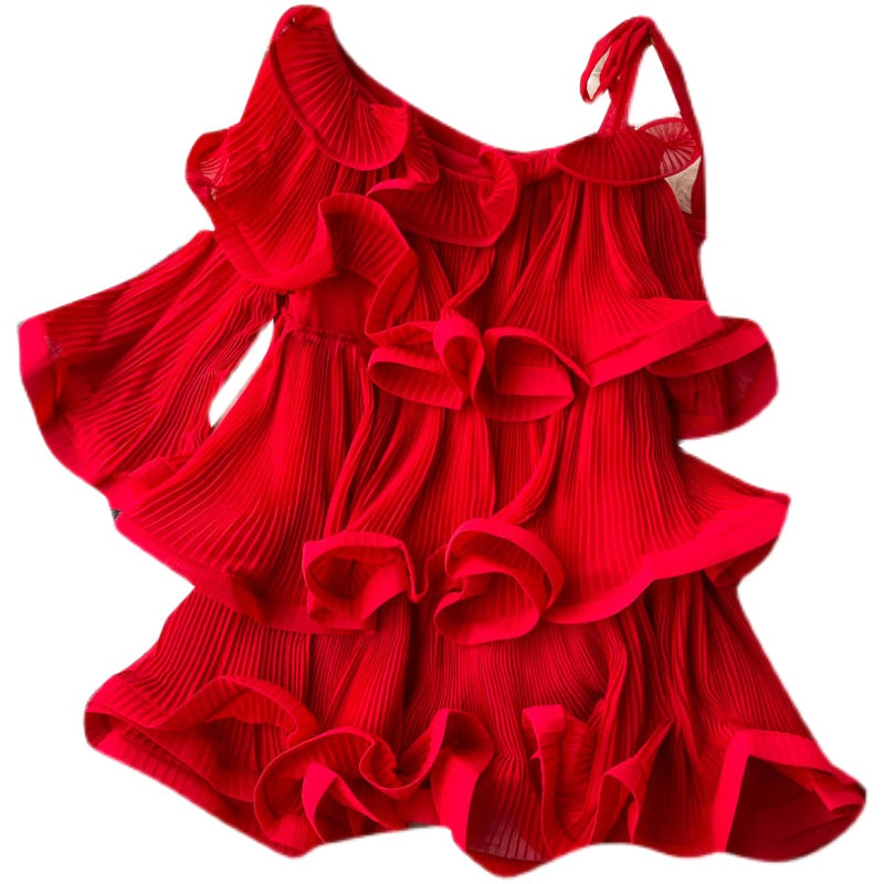 Women's Fashion Casual Ruffle Flared Sleeve Chiffon Shirt