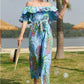 Fashion Printing Casual Lace Up Jumpsuit