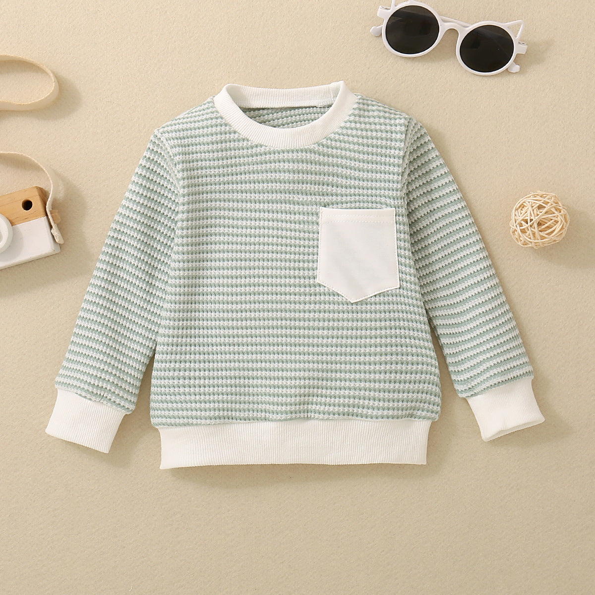 Pull rayé à manches longues et poches pour fille