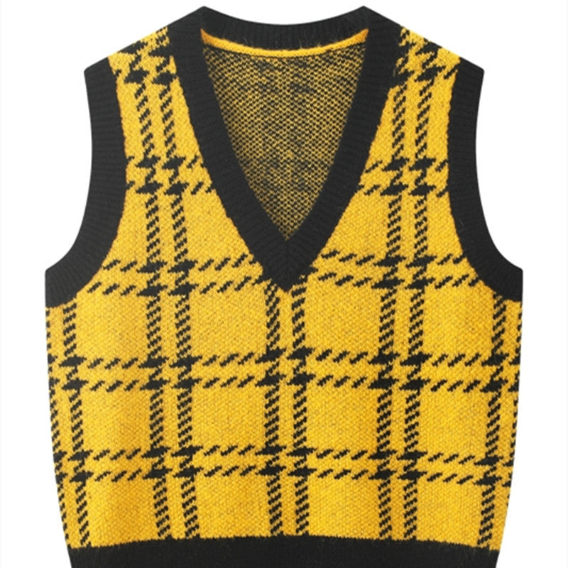 Women's Checkerboard V-Neck Pullover Tank Top