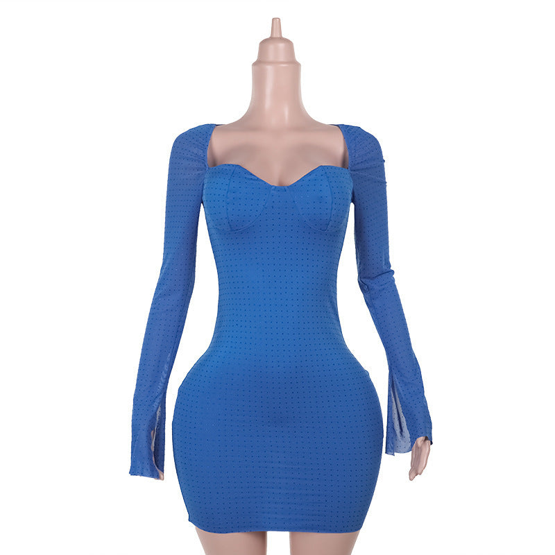 Robe moulante à manches longues pour femme