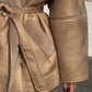 Women's Fashionable Cashmere Leather Fur Collar Composite Belt Coat