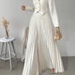 Top Set Long Sleeved Pleated Skirt