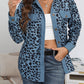 Fashion Leopard Print Corduroy Button Long Sleeve Coat For Women