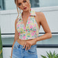 Women's Lapel Wrap Cropped Off Shoulder Top