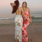 Fashion Printed Backless U-neck Slim Strap Dress