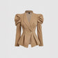 Ladies Two-piece Set Brown Retro Speaker