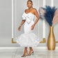New Slim-fit Contrast Colors Bandeau One-shoulder Three-dimensional Hip Skirt