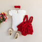 Jumpsuit Shoulder Strap Skirt Headscarf Three-piece Suit