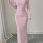 Sleek Long-sleeved Solid-color Dress That Hugs