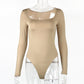 Slim Fit Slimming Square Collar Bottoming Long Sleeve Jumpsuit