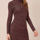 New Sexy High Neck Long Sleeve Floral Print Dress For Women
