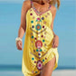 Robe ample décontractée sans manches à imprimé floral, gilet, jupe